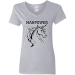 Manpower - Ladies V-Neck T-Shirt