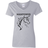 Manpower - Ladies V-Neck T-Shirt