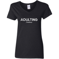 Adulting (Variant) - Ladies V-Neck T-Shirt