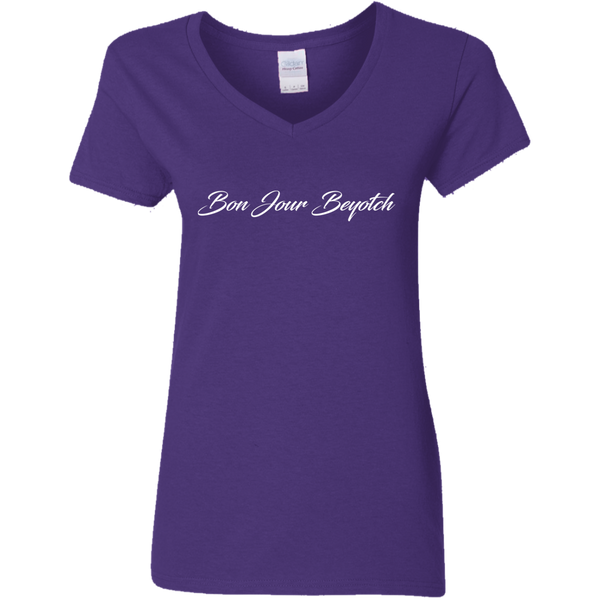 Bon Jour (Variant) - Ladies V-Neck T-Shirt