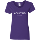 Adulting (Variant) - Ladies V-Neck T-Shirt